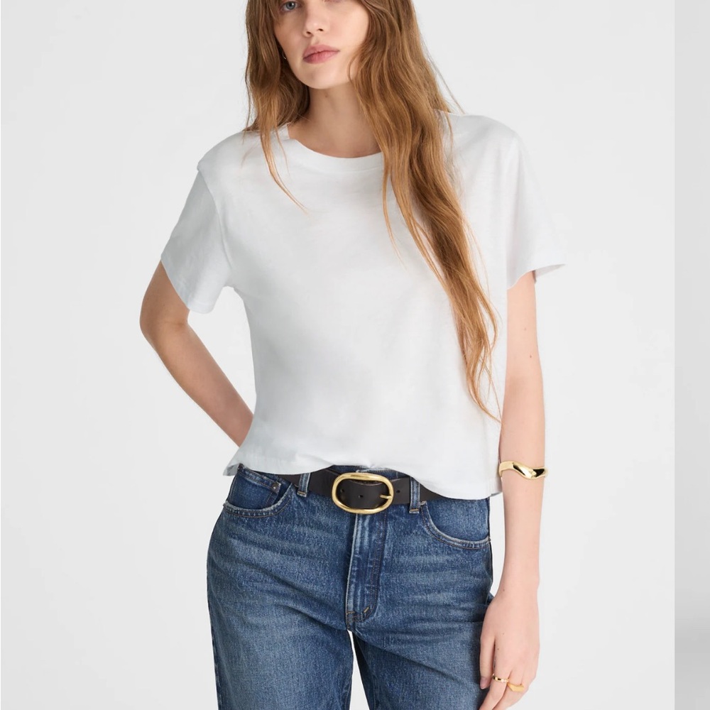 Madewell Softfade Cotton Boxy-Crop Tee in white